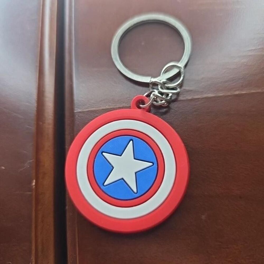 Rubber Captain America shield keychain